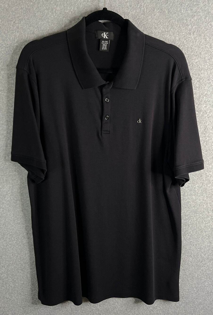 Calvin Klein CK Polo Shirt Men’s XL Black Short Sleeve Cotton Logo Classic